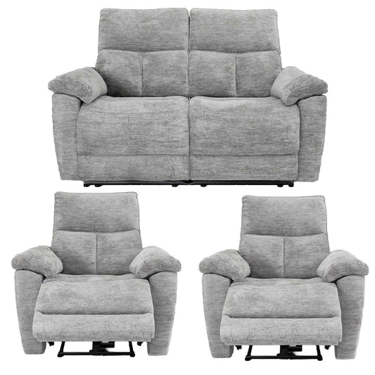 Kent Electric Reclining 3 Piece Sofa Suite 2 + 1 + 1 Grey
