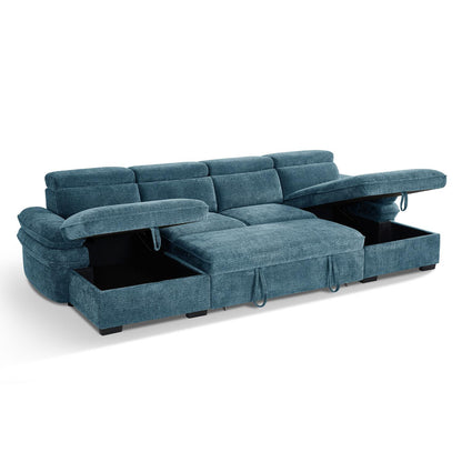 Blake U Shaped 5 Seater Fabric Corner Sofa Bed