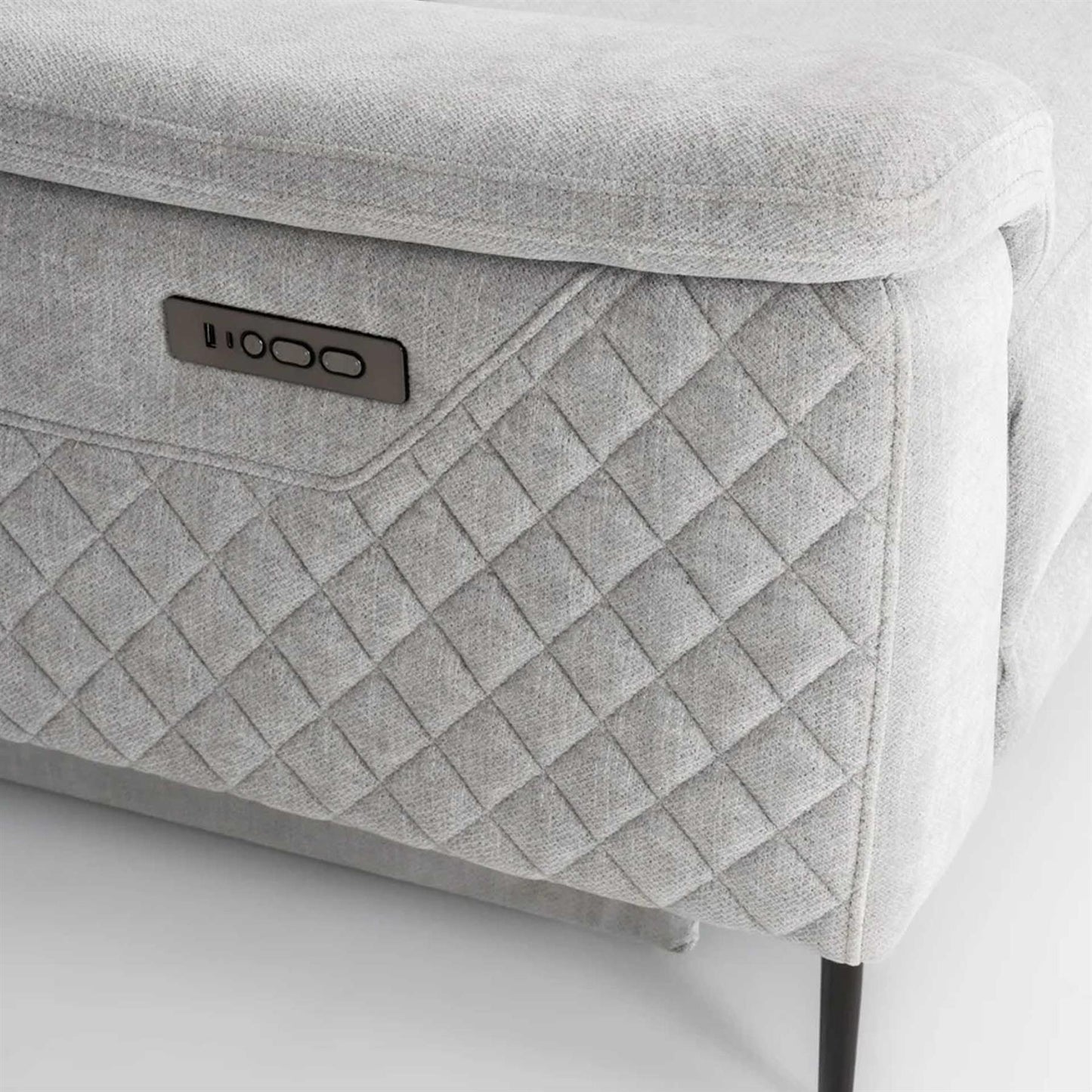 Oscar Ivory Fabric Armchair Electric Reclining Sofa USB Power Headrest