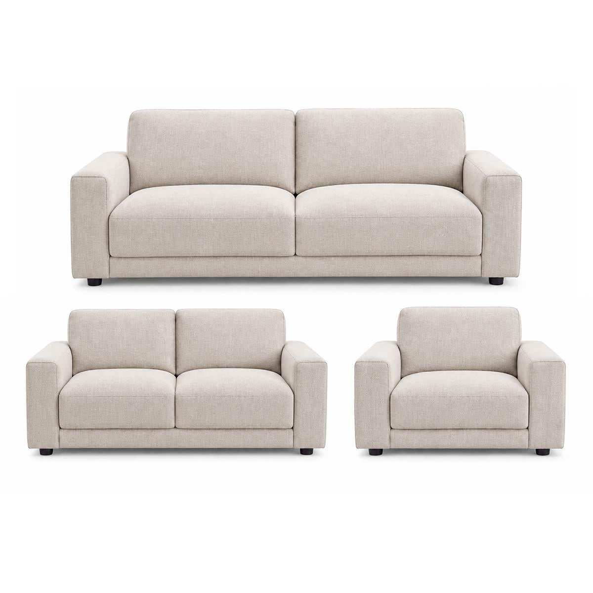 Melrose Woven Fabric 3 + 2 + 1 Three Piece Sofa Suite Beige or Grey