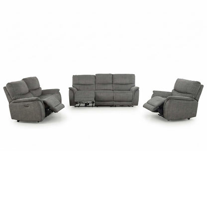Hoxley Electric Reclining 3 Piece Sofa Suite 3 + 2 + 1 Charcoal