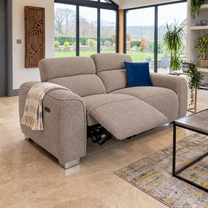 Tisbury 2 Seater Electric Recliner Sofa USB-C Beige or Grey