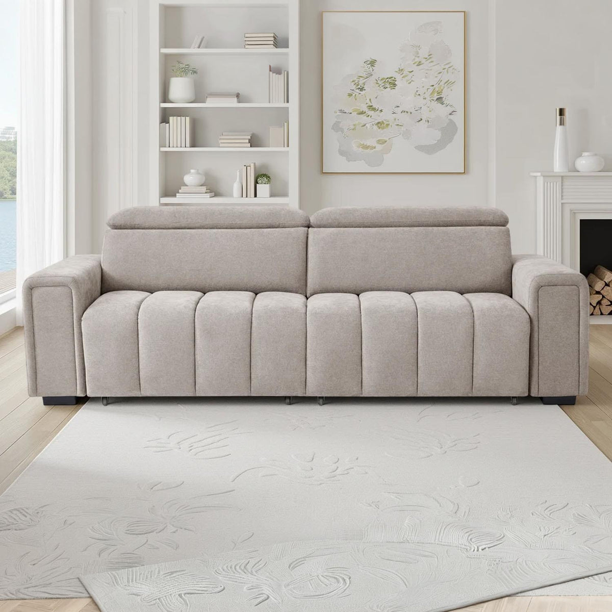 Millie 3 Seater Electric Sliding Sofa Adjustable Headrests 3 Colours