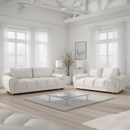 Zura Plush Velvet Large 3 + 2 Sofa Suite | Cream, Grey or Mocha