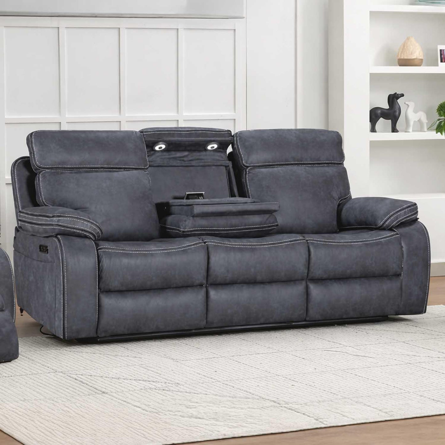 Tokyo LeatherAire Grey  3 + 2  Electric Recliner Sofas