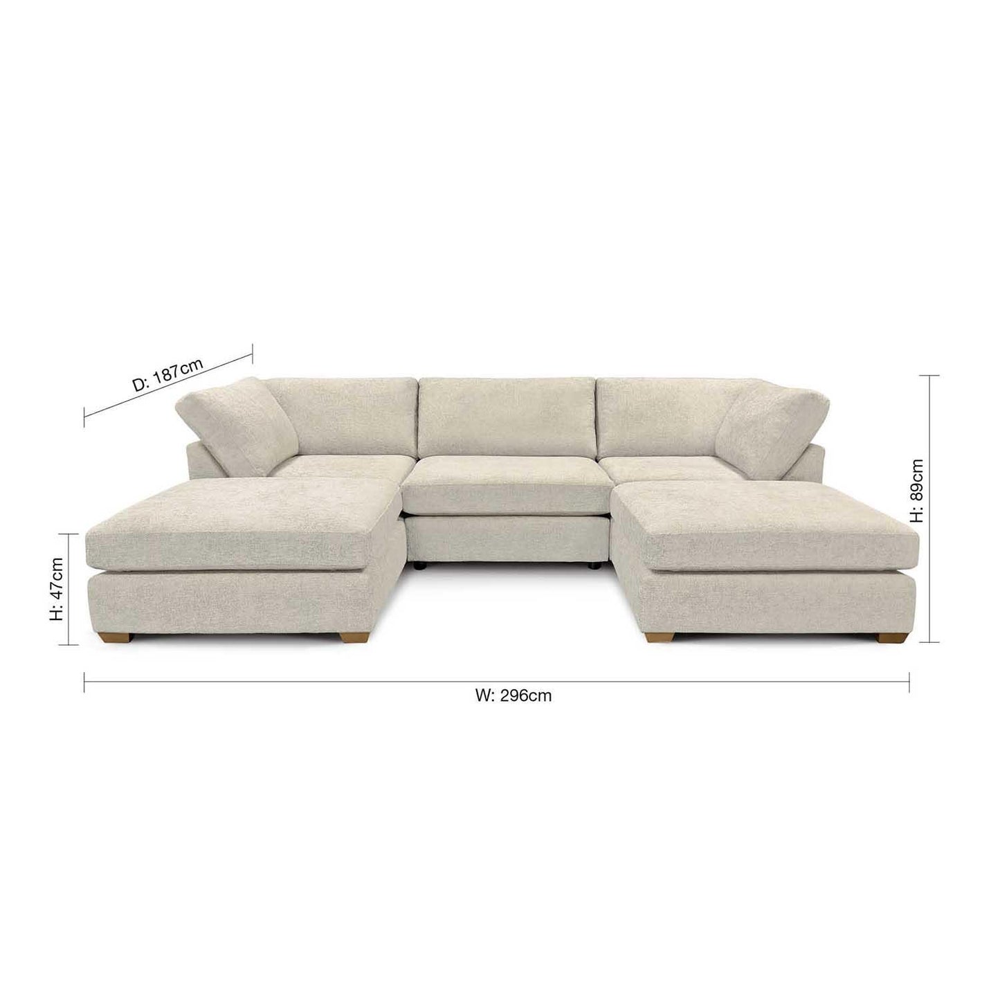 Kenzo U-Shaped 4-5 Seater Chenille Fabric Sofa