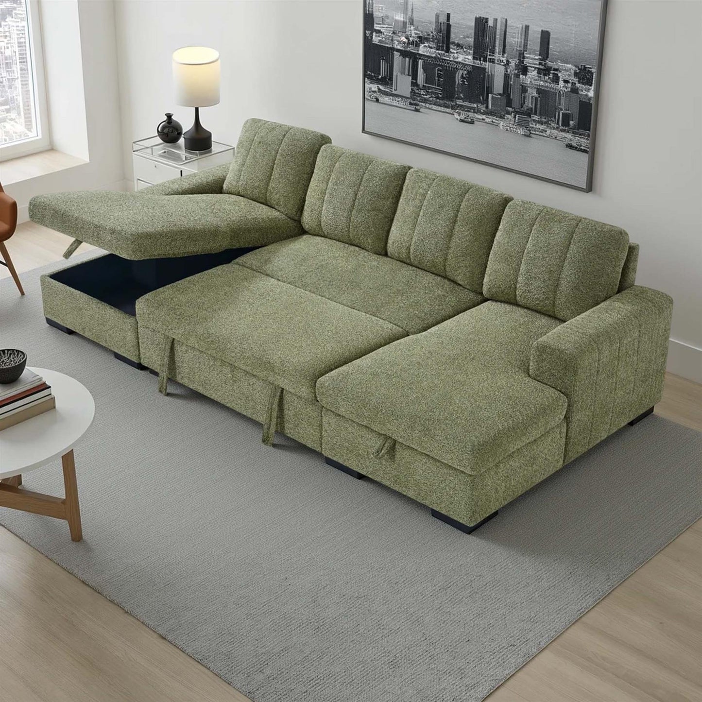 Comaro U Shaped Sofa Bed 5 Seater with Twin Storage Chaises