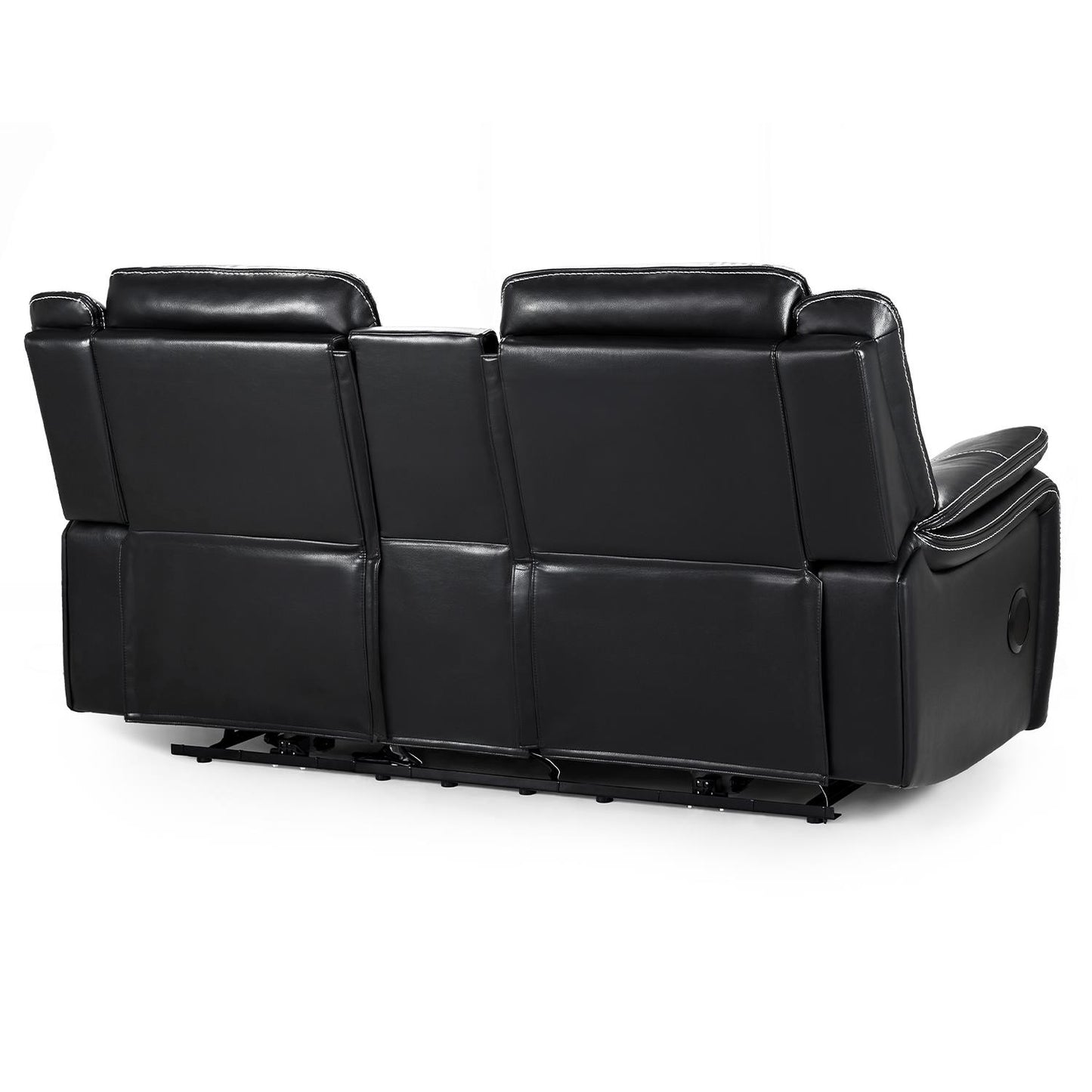 Orlando Leather Black or Grey Electric Reclining 2 Seater Centre Console