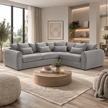 Mercer 4 Seater Velvet Corner Sofa LHF or RHF Grey or Mocha