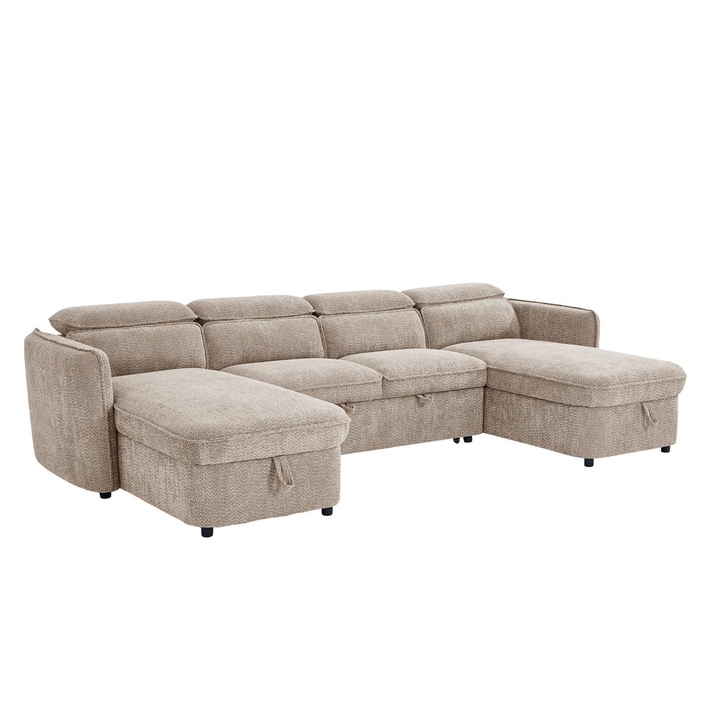 Ria Large 4 5 Seater Fabric U Shaped Sofa Bed Tilting Headrest Storage