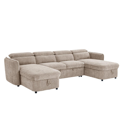 Ria Large 4 5 Seater Fabric U Shaped Sofa Bed Tilting Headrest Storage