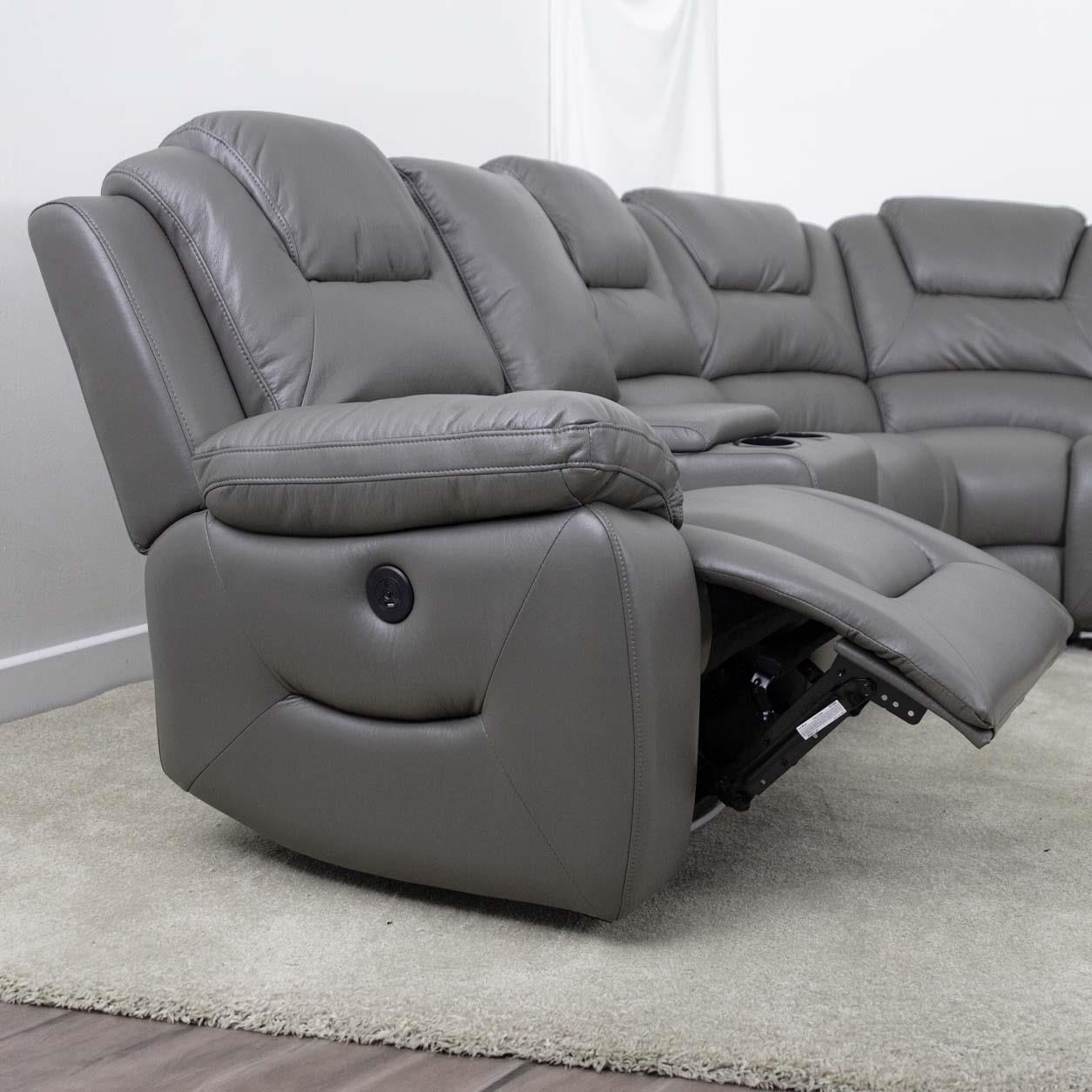 Oxbridge 5 Seater Electric Recliner Corner Sofa LED USB Black or Grey