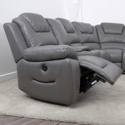 Oxbridge 5 Seater Electric Recliner Corner Sofa LED USB Black or Grey