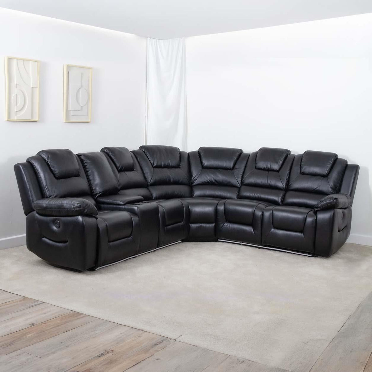 Oxbridge 5 Seater Electric Recliner Corner Sofa LED USB Black or Grey