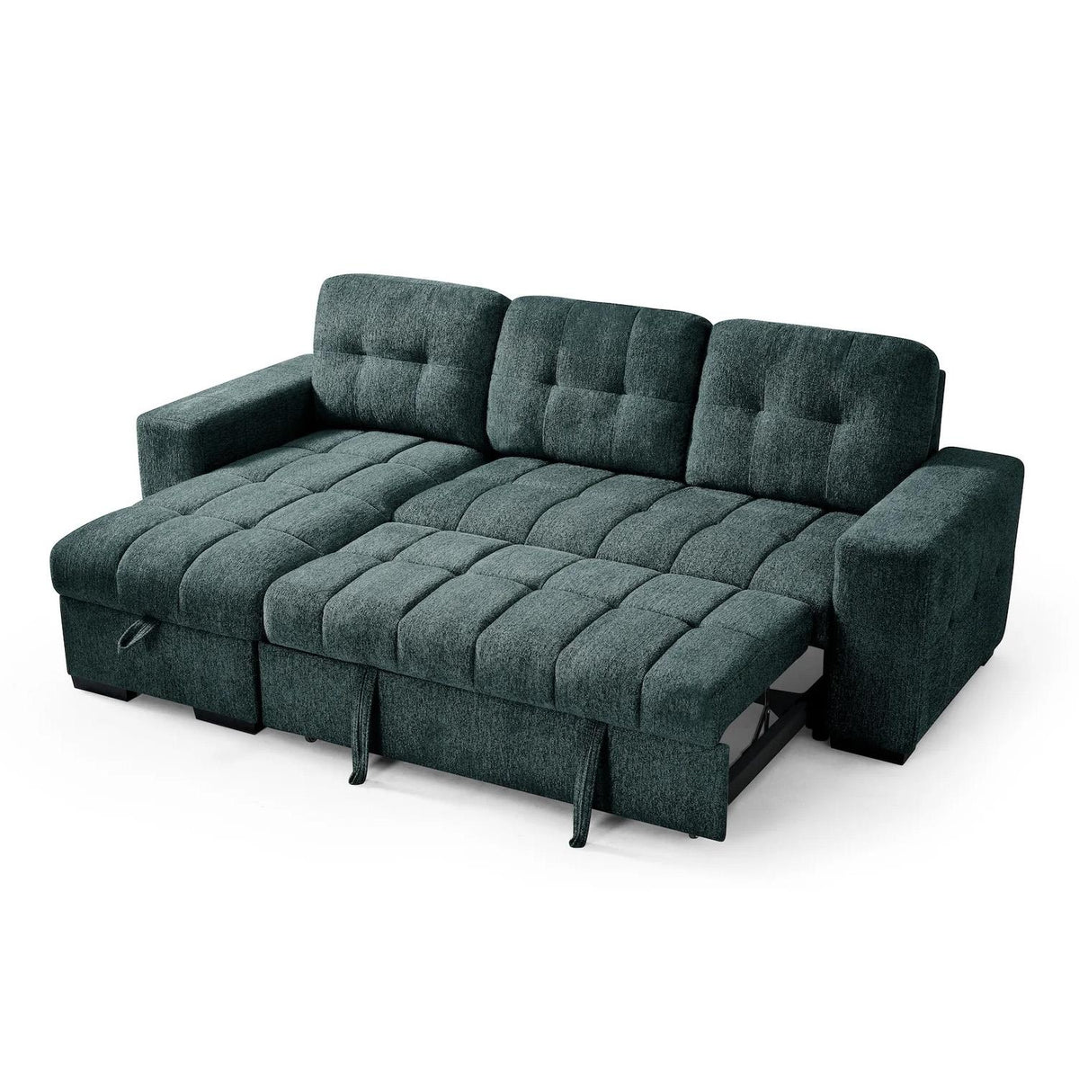 Luna 4 Seater Corner Sofa Bed Storage Chaise Beige Grey or Teal