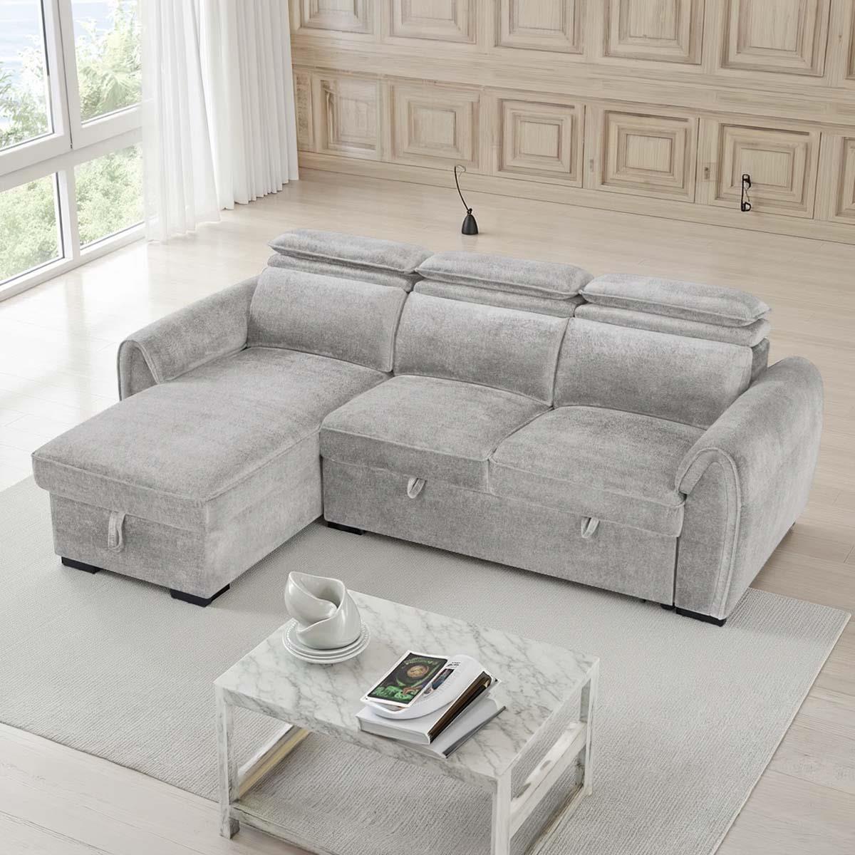 Carlo Universal Corner Sofabed with Storage & Adjustable Headrests