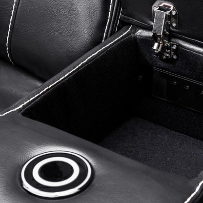 Orlando Leather Black or Grey Electric Reclining 2 Seater Centre Console