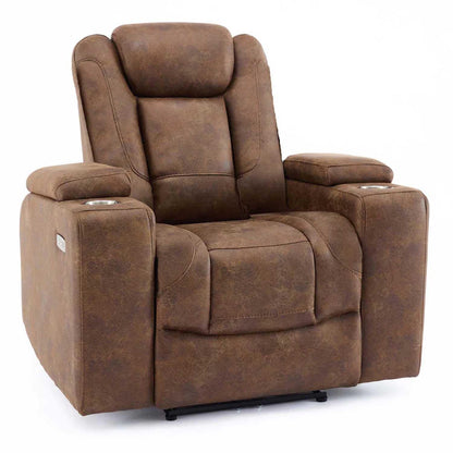 Juniper Electric Reclining Armchair With USB Cup Holders Brown or Grey