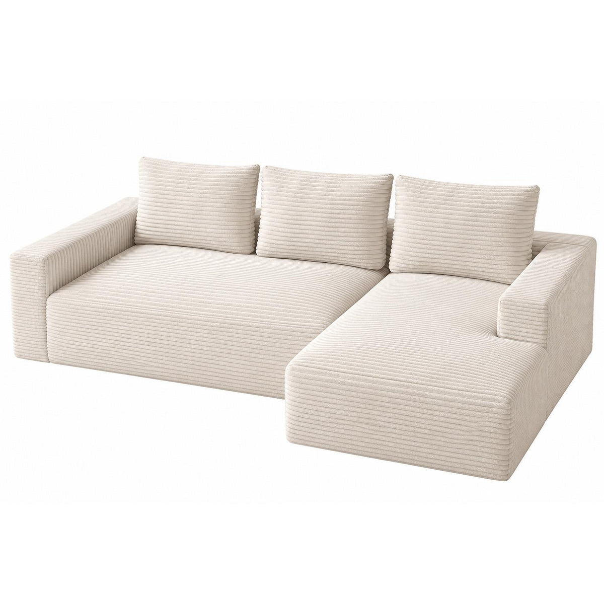 Lilly L Shaped Cord Cloud Sofa Boneless Chaise Beige or Black