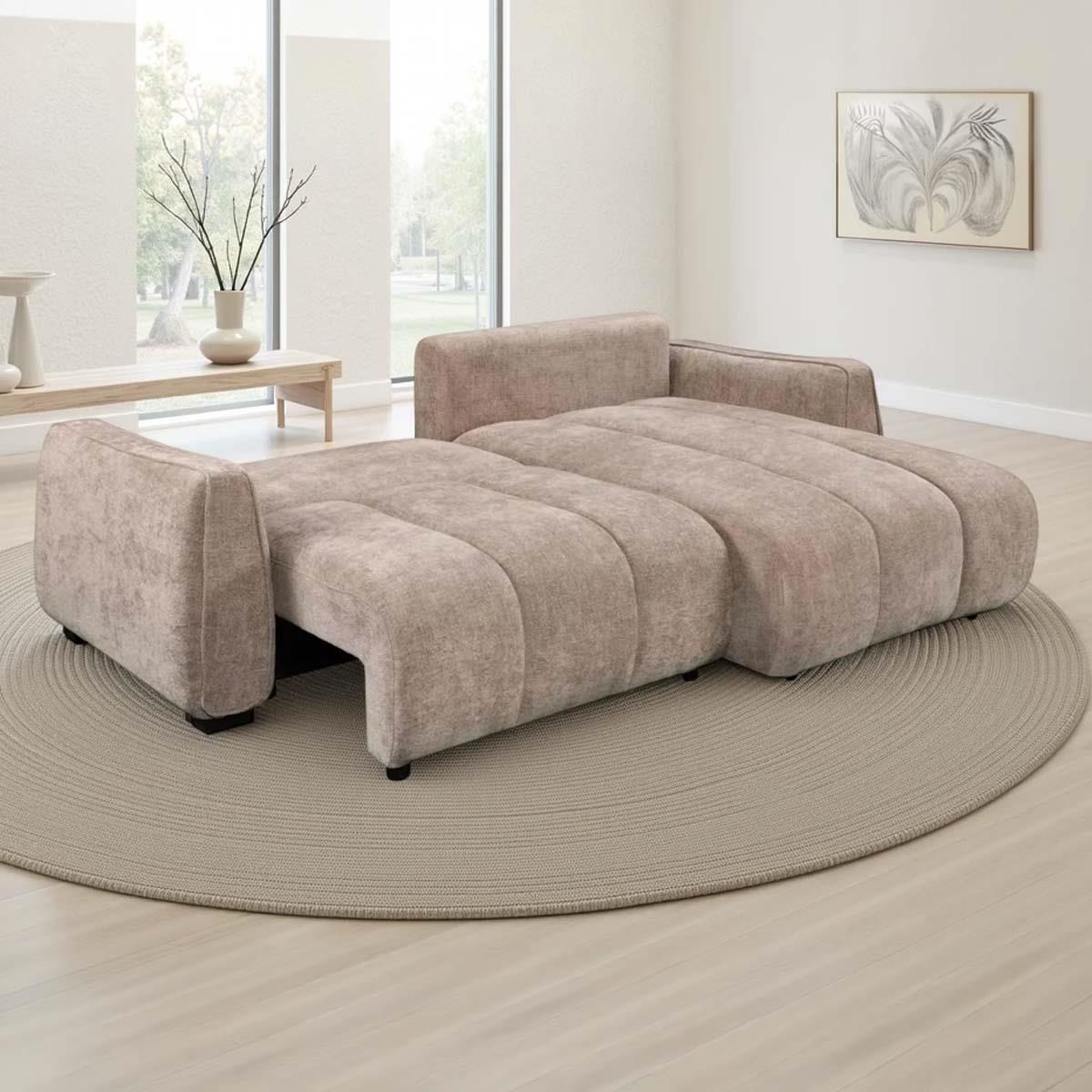 Parkstone Universal Corner Sofabed with Storage Beige Green or Grey