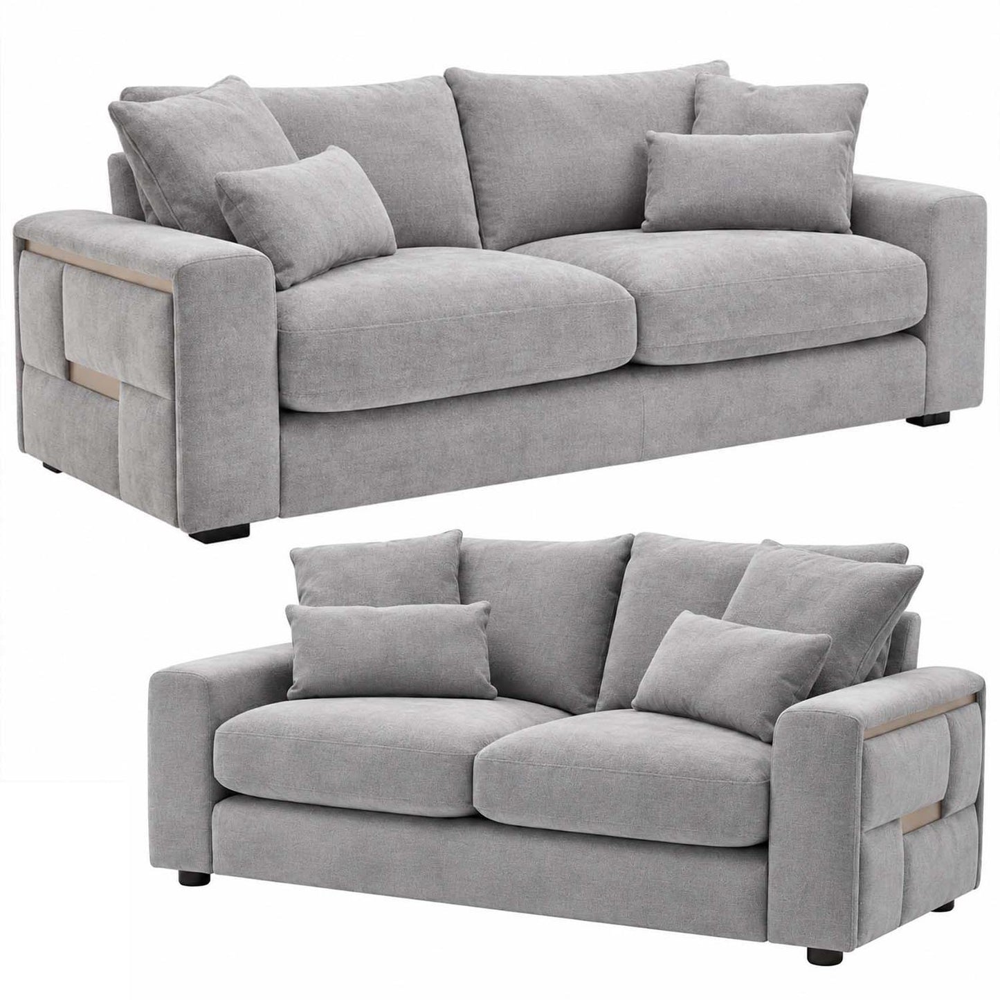 Juno 3 Seater Chenille Sofa with Removable Seat & Back Cushions