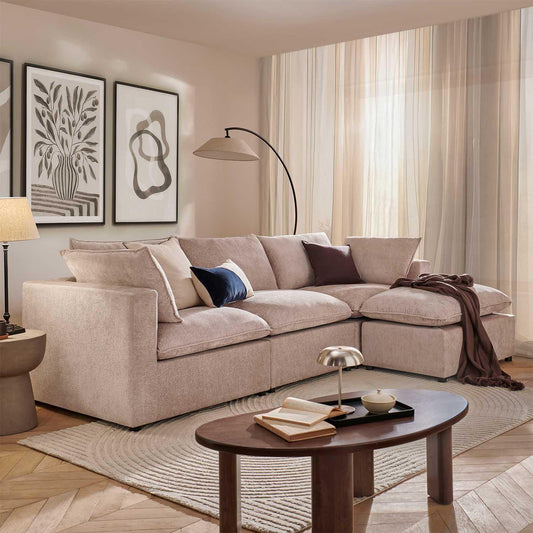 Symphony Chenillle Fabric Modular Chaise L shaped Corner Sofa
