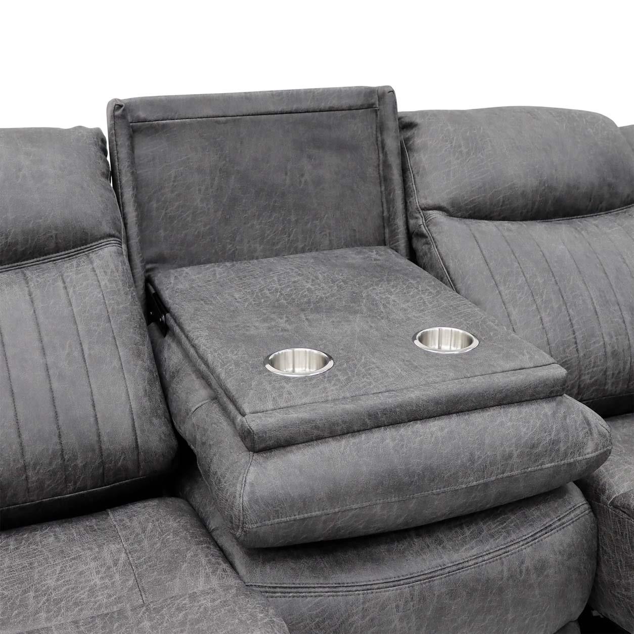 Lennox Grey Tech Fabric 3 Seater Electric Recliner Sofa with USB
