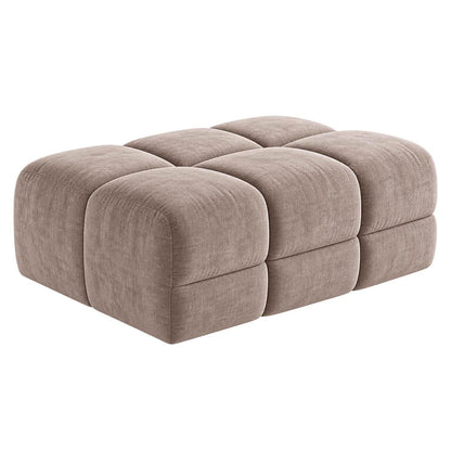 Jenson Large Plush Velvet Footstool Pouffe with Cross Stitch Detail