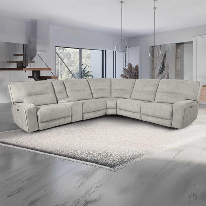 Caleb Power Electric Reclining Corner Sofa 5 Seater Aspen Latte USB