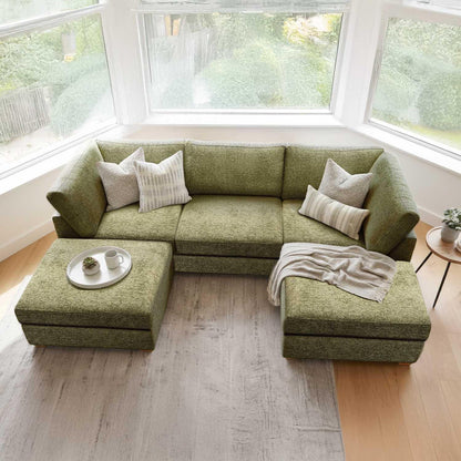 Kenzo U-Shaped 4-5 Seater Chenille Fabric Sofa