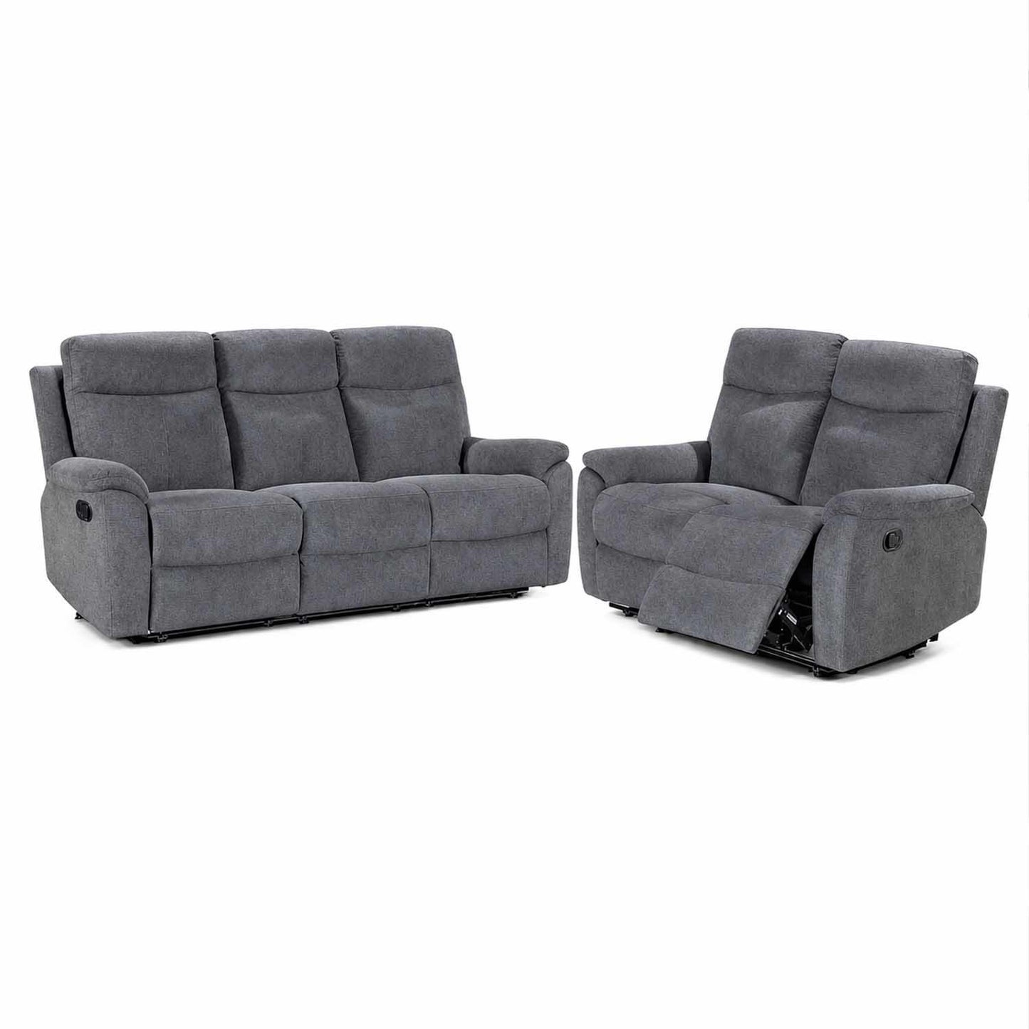 Vancouver 3 + 2 Grey Fabric Manual Reclining Sofa Suite