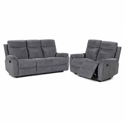 Vancouver 3 + 2 Grey Fabric Manual Reclining Sofa Suite