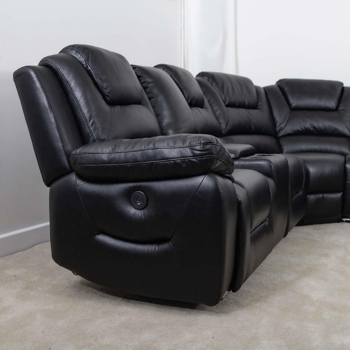 Oxbridge 5 Seater Electric Recliner Corner Sofa LED USB Black or Grey