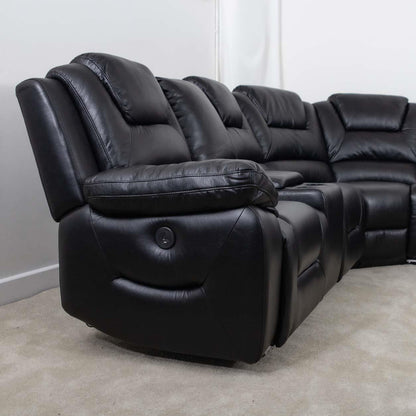 Oxbridge 5 Seater Electric Recliner Corner Sofa LED USB Black or Grey