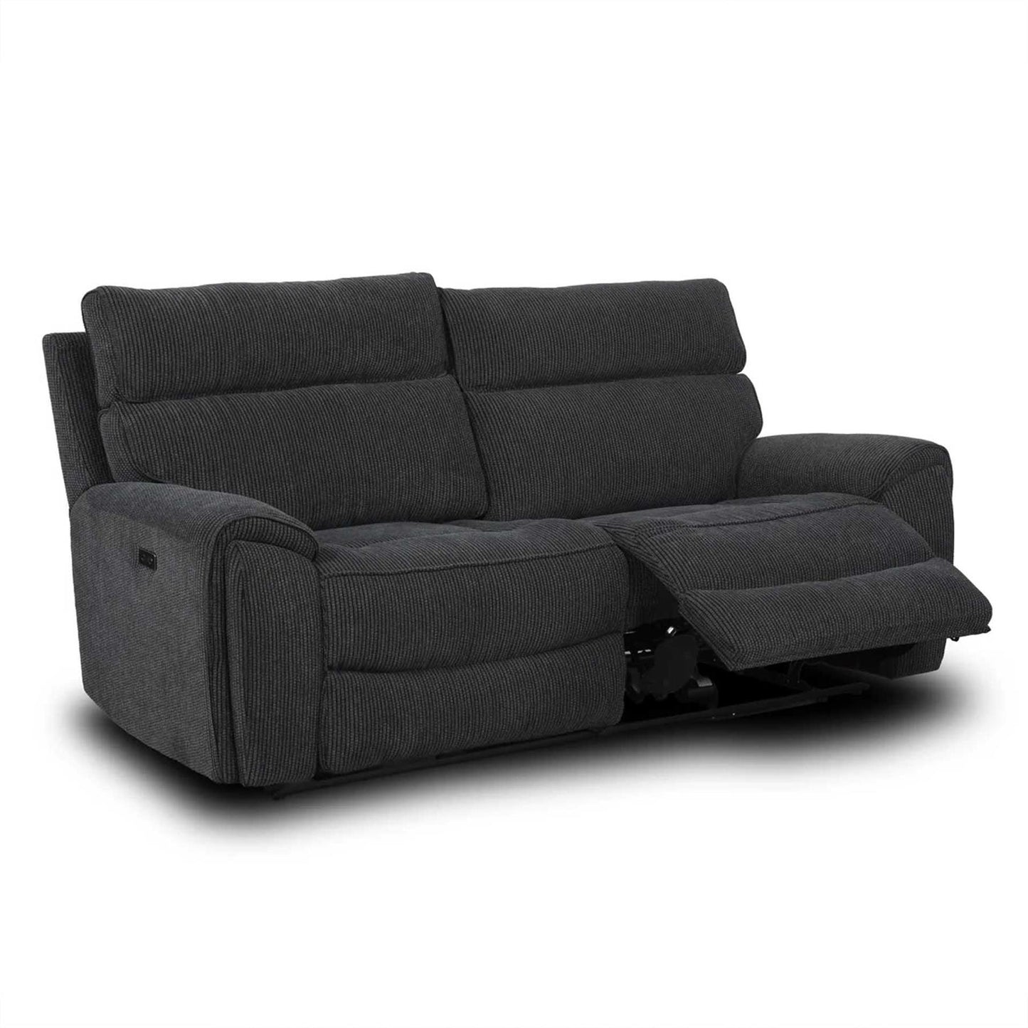 Lois Electric Reclining 3 Seater Sofa Settee Midnight Black USB Charging
