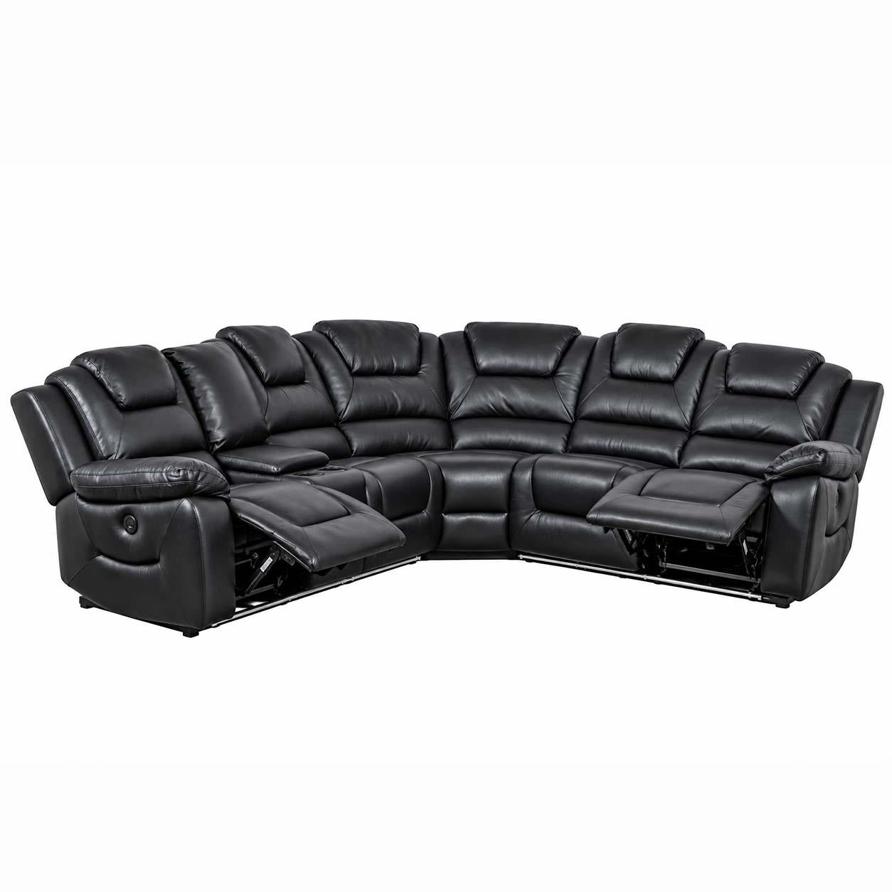 Oxbridge 5 Seater Electric Recliner Corner Sofa LED USB Black or Grey