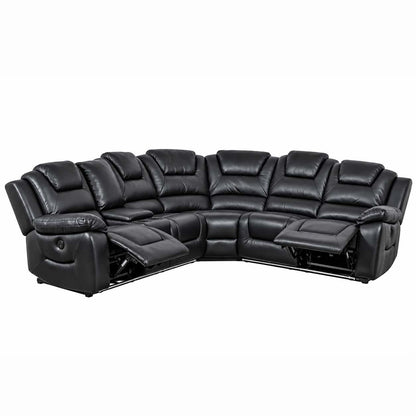 Oxbridge 5 Seater Electric Recliner Corner Sofa LED USB Black or Grey