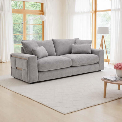 Juno 3 Seater Chenille Sofa with Removable Seat & Back Cushions