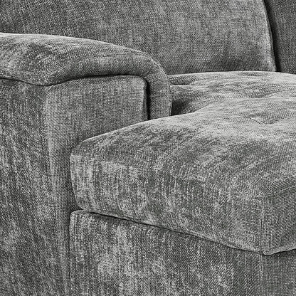 Alora 4–5 Seater Grey Fabric U-Shaped Sofa with Storage & Headrests