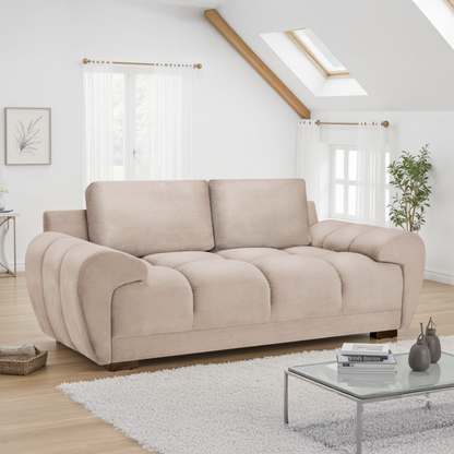 Zura Plush Fabric Large 2 Seater Sofa | Cream, Grey or Mocha