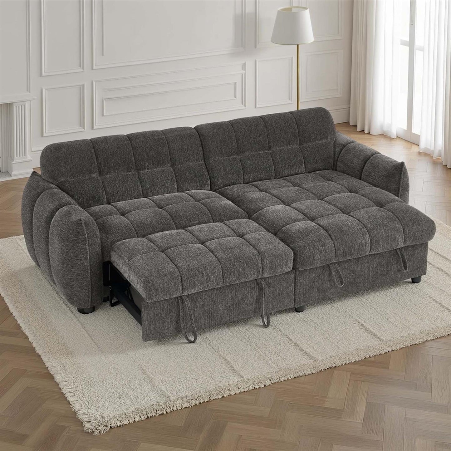 Fenton Universal Corner Sofa Bed with Storage Chaise Chenille Fabric