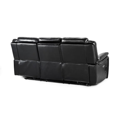 Orlando Leather Black or Grey Electric Reclining 3 Seater Cup Holder