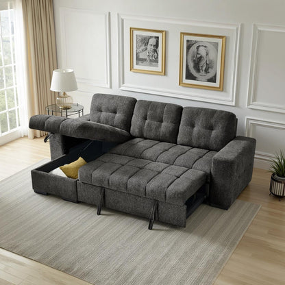 Luna 4 Seater Corner Sofa Bed Storage Chaise Beige Grey or Teal