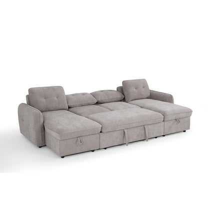Seattle U Shaped 5 Seater Fabric Corner Sofa Bed