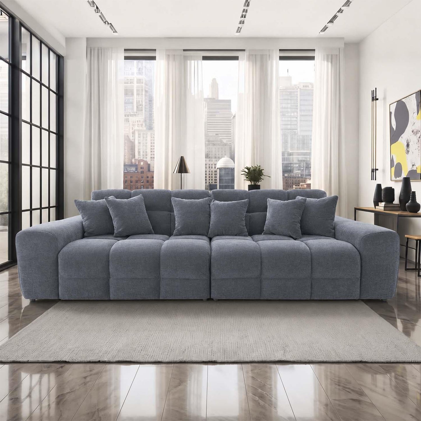 Jenson 4 Seater Plush Velvet Sofa with Deep Seats & Boxed Arms