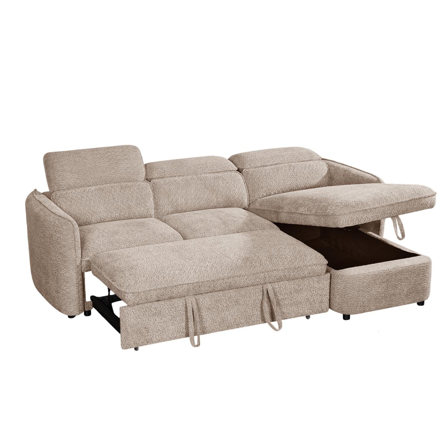 Ria L Shaped 4 Seater Fabric Corner Sofa Bed