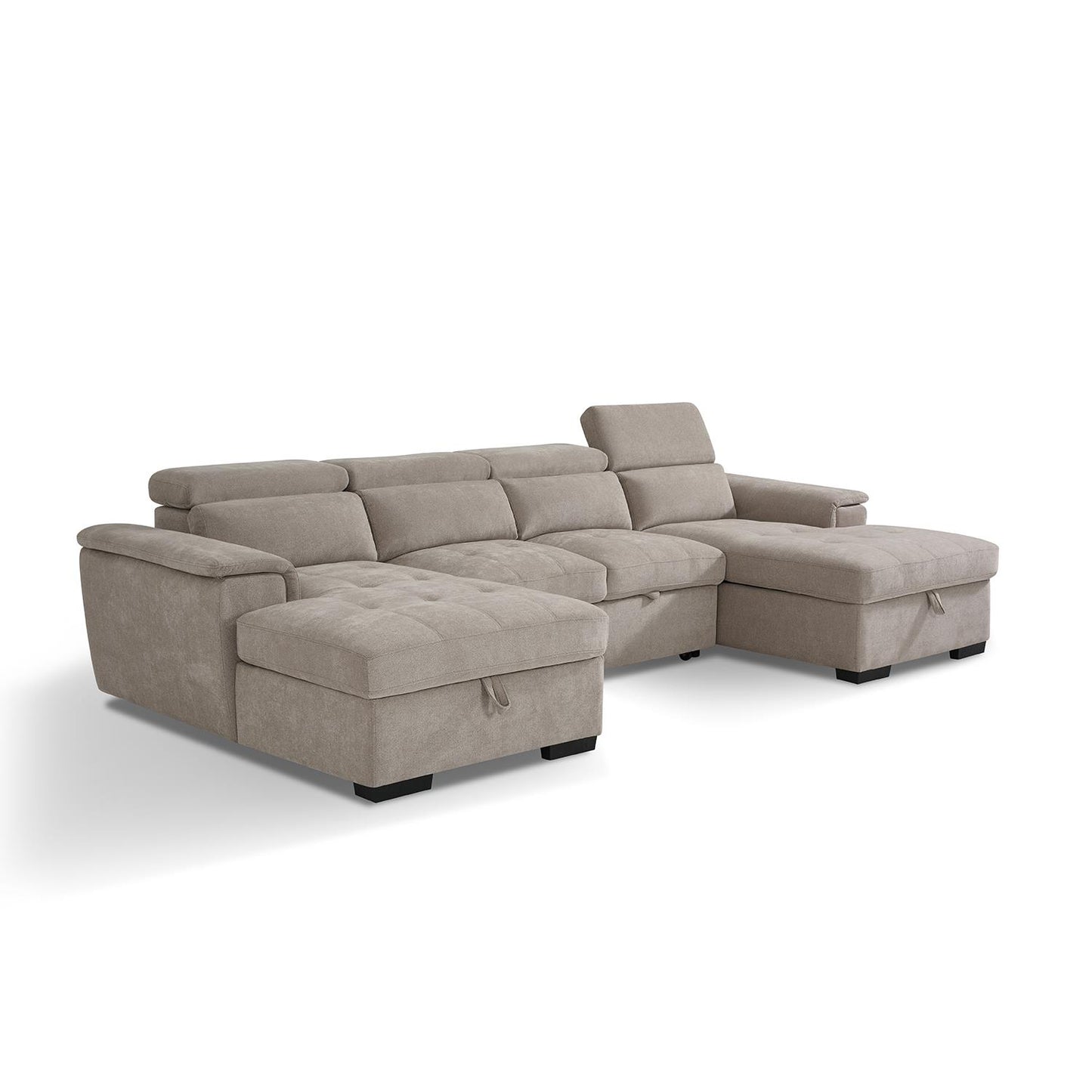 Large 4 5 Seater Fabric U Shaped Sofa Bed Tilting Headrest Storage