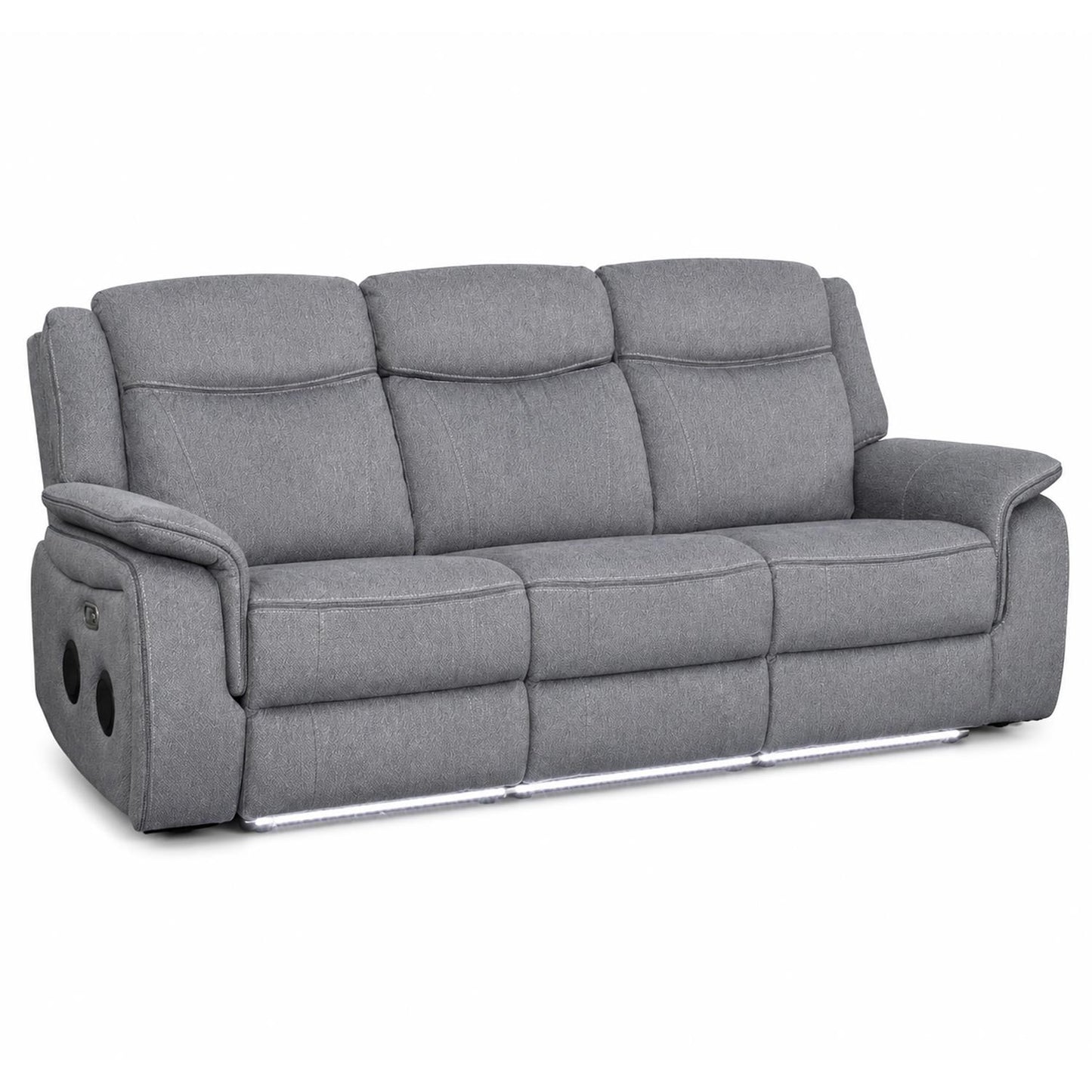 Milano Grey Fabric Electric Reclining Sofa Suite USB Cup Holder
