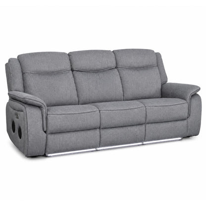 Milano Grey Fabric Electric Reclining Sofa Suite USB Cup Holder
