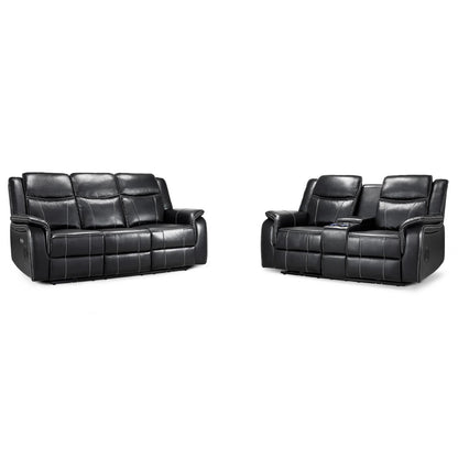 Orlando Black or Grey Leather Electric Reclining Sofa Suite 3 + 2